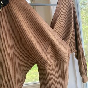 Women's Brown Ribbed Sweater